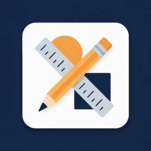Pencil and ruler over a canvas card with simple shapes - Canva Design Basics course