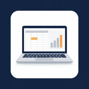 Open laptop showing a spreadsheet grid and bar chart - Excel for Beginners course